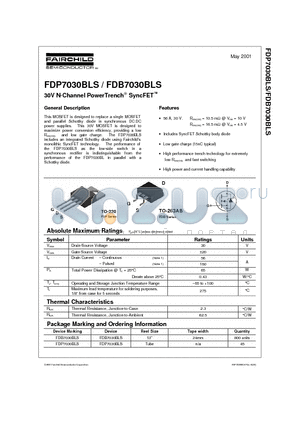 FDP7030BLS datasheet - 30V N-Channel PowerTrench^SyncFET
