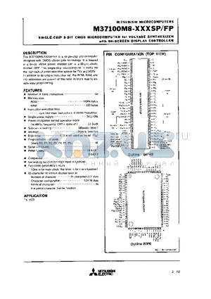 M37100M8 datasheet - SINGLE CHIP 8 BIT CMOS MICROCOMPUTER FOR VOLTAGE SYNTHESIZER WITH ON SCREEN DISPLAY CONTROLLER