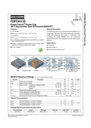 FDPC8013S datasheet - PowerTrench^ Power Clip 30 V Asymmetric Dual N-Channel MOSFET