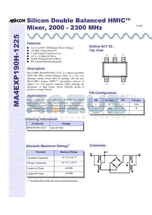 MA4EXP190H-1225 datasheet - Silicon Double Balanced HMIC Mixer, 2000 - 2300 MHz