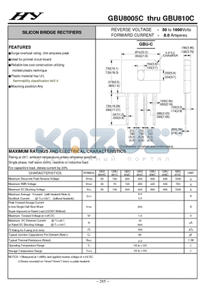 GBU802C datasheet - SILICON BRIDGE RECTIFIERS