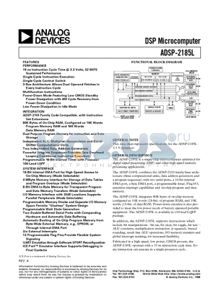 ADSP-2185LBST-115 datasheet - DSP Microcomputer