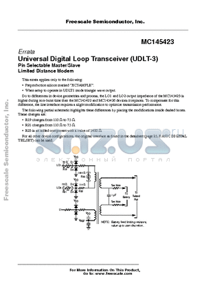 MC145423E datasheet - Universal Digital Loop Transceiver (UDLT-3)