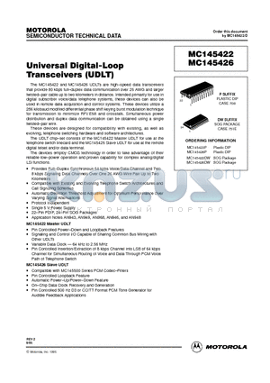 MC145426 datasheet - UNIVERSAL DIGITAL-LOOP TRANSCEIVER(UDLT)