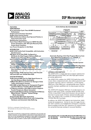 ADSP-2186BST-115 datasheet - DSP Microcomputer