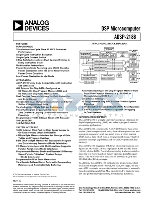 ADSP-2186BST-133 datasheet - DSP Microcomputer