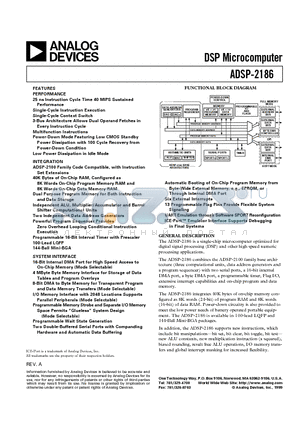 ADSP-2186KST-133 datasheet - DSP Microcomputer