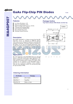 MA4GP907 datasheet - GaAs Flip-Chip PIN Diodes
