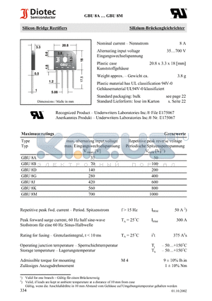 GBU8A datasheet - Silicon-Bridge Rectifiers