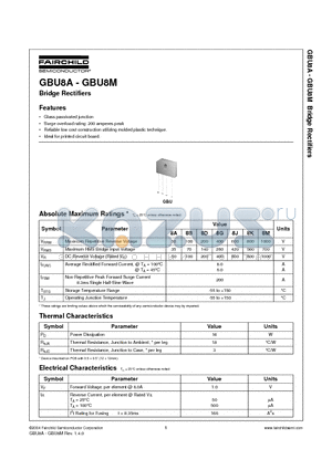 GBU8A datasheet - Bridge Rectifiers