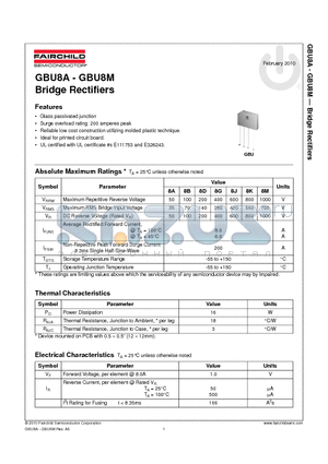 GBU8A_10 datasheet - Bridge Rectifiers