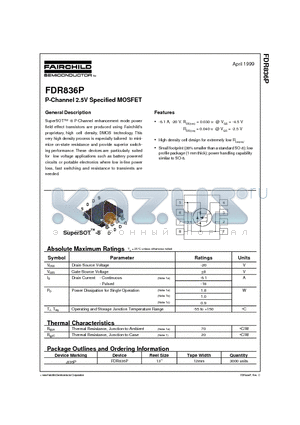 FDR836P datasheet - P-Channel 2.5V Specified MOSFET