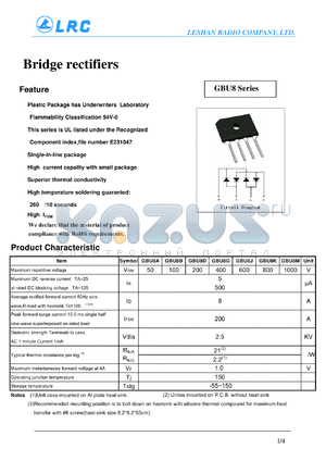 GBU8B datasheet - Bridge rectifiers