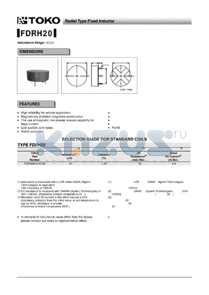 FDRH20 datasheet - Radial Type Fixed Inductor