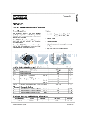 FDS2570_01 datasheet - 150V N-Channel PowerTrench MOSFET