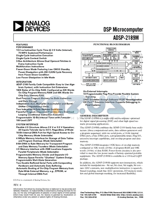 ADSP-2189MBST-266 datasheet - DSP Microcomputer