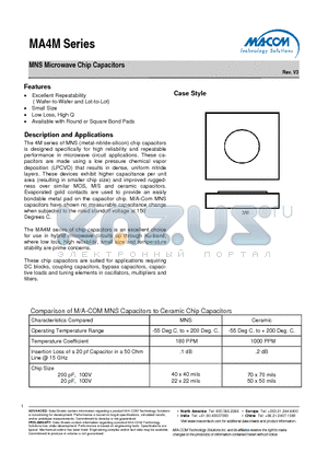 MA4M1050 datasheet - MNS Microwave Chip Capacitors