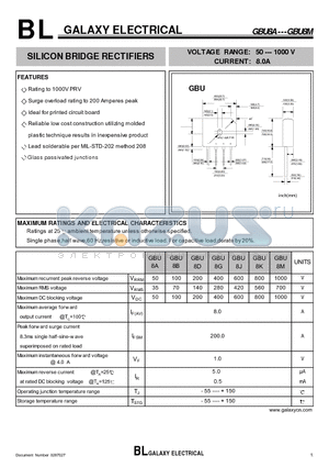 GBU8D datasheet - SILICON BRIDGE RECTIFIERS