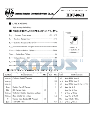 HBU406H datasheet - NPN SILICON TRANSISTOR