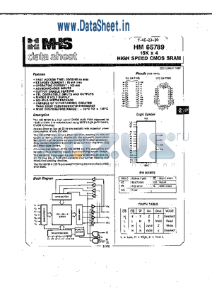 HM3-65788H-2 datasheet - HIGH SPEED CMOS SRAM