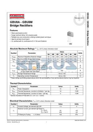 GBU8D datasheet - Bridge Rectifiers