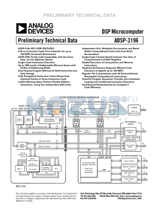 ADSP-2196 datasheet - DSP Microcomputer