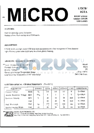 L72CB-1GTA datasheet - RIGHT ANGLE GREEN COLOR LED LAMPS