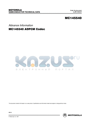 MC145540 datasheet - ADPCM CODEC