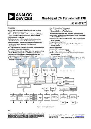 ADSP-21992_07 datasheet - Mixed-Signal DSP Controller with CAN