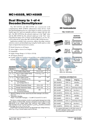 MC14555 datasheet - Dual Binary to 1-of-4 Decoder/Demultiplexer