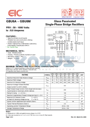 GBU8G datasheet - Glass Passivated