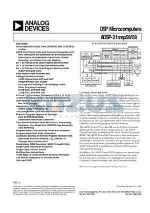 ADSP-21MSP58 datasheet - DSP Microcomputers