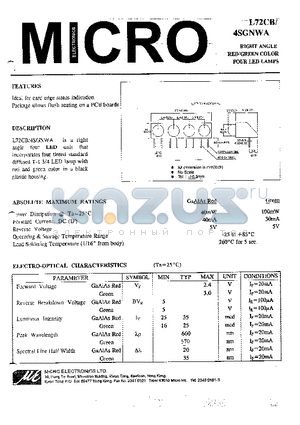 L72CB-4SGNWA datasheet - RIGHT ANGLE RED/GREEN COLOR FOUR LED LAMPS