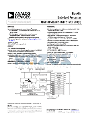 ADSP-BF518 datasheet - Blackfin Embedded Processor