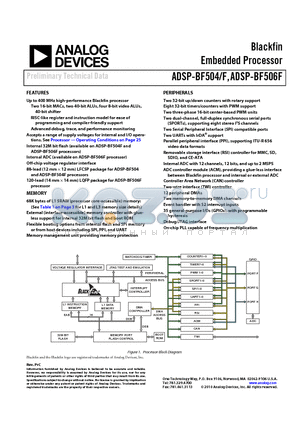 ADSP-BF504F datasheet - Blackfin Embedded Processor