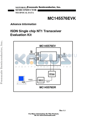 MC145576EVK datasheet - ISDN Single chip NT1 Transceiver Evaluation Kit Rev