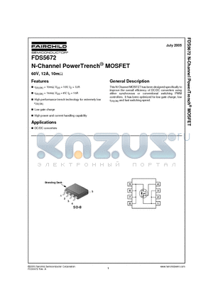 FDS5672 datasheet - N-Channel PowerTrench MOSFET
