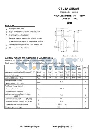 GBU8M datasheet - Silicon Bridge Rectifiers