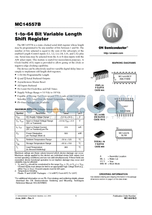 MC14557BFEL datasheet - 1-to-64 Bit Variable Length Shift Register