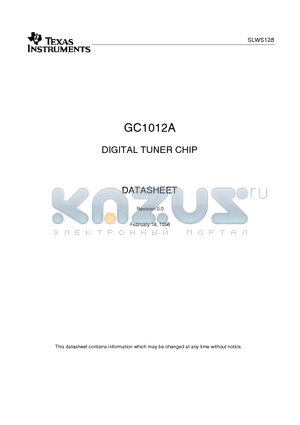 GC1012A datasheet - DIGITAL TUNER CHIP