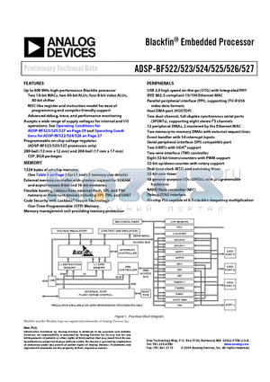 ADSP-BF524 datasheet - Blackfin Embedded Processor