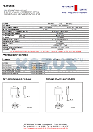 HC-48U-HC-51U datasheet - HIGH RELIABILITY FOR LOW COST