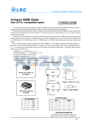 L74VHC1GT08 datasheet - 2-Input AND Gate with LSTTL-Compatible Inputs