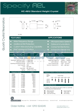 HC-49/U datasheet - Standard Height Crystal