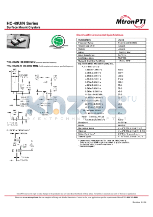 HC-49N datasheet - Surface Mount Crystals