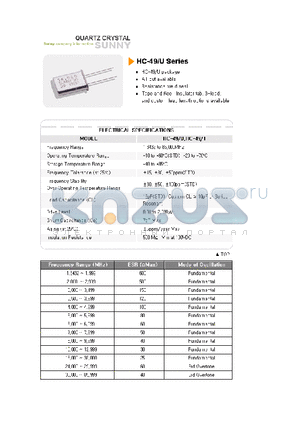 HC-49U datasheet - Tape and Reel, insulator tab,3-lead,and custom lead length options available
