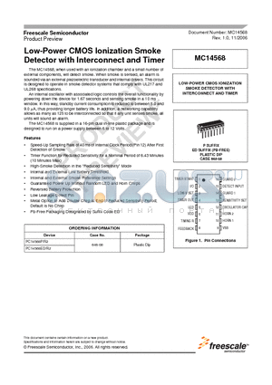 MC14568 datasheet - Low-Power CMOS Ionization Smoke Detector with Interconnect and Timer
