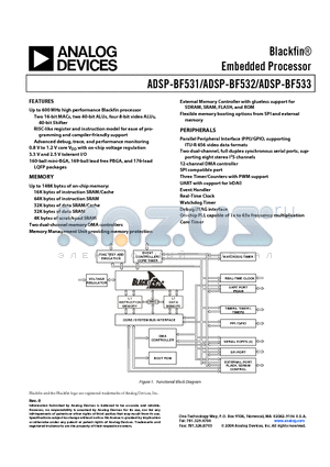 ADSP-BF533SBBC500 datasheet - Blackfin Embedded Processor