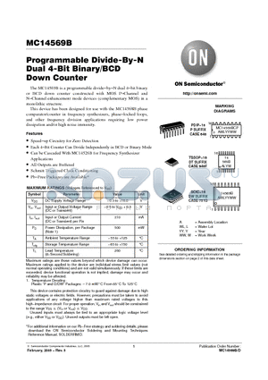 MC14569B_05 datasheet - Programmable Divide-By-N Dual 4-Bit Binary/BCD Down Counter