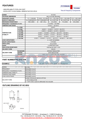 HC-50U datasheet - HIGH RELIABILITY FOR LOW COST